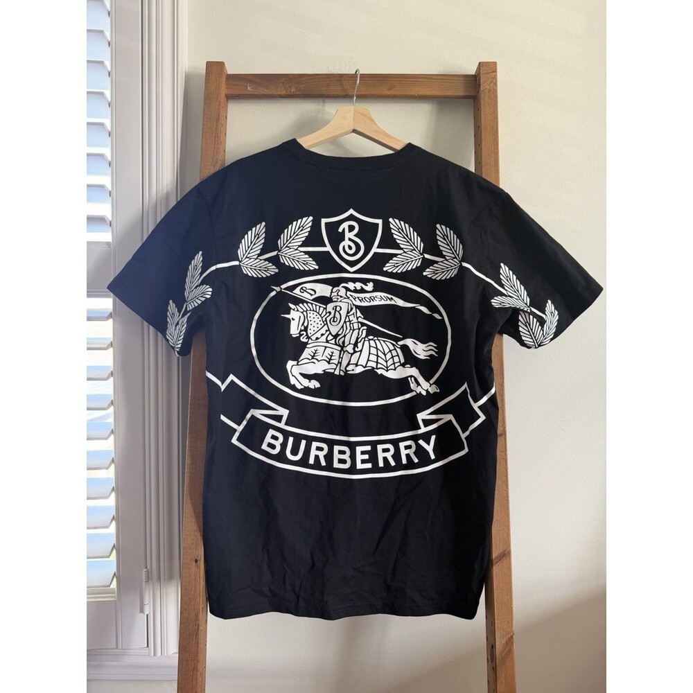 Authentic AOP Burberry Crest Logo Shirt Black Large Made In Portugal 8049565